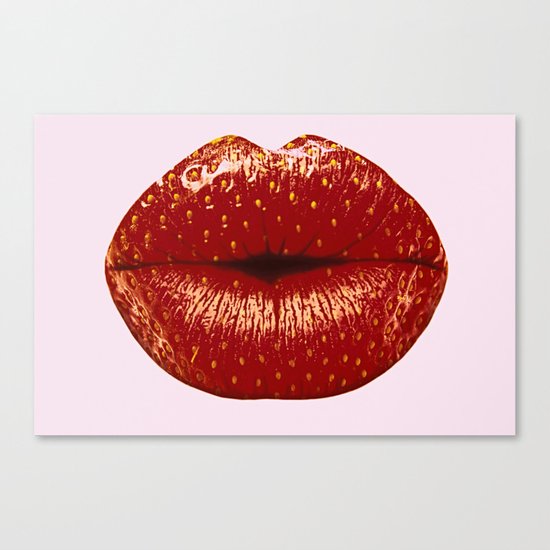Juicy Strawberry Lips Canvas Print
