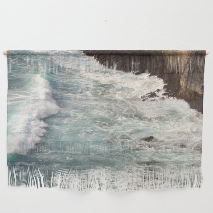 Foamy Ocean Waves At The Cliff Side Wall Hanging