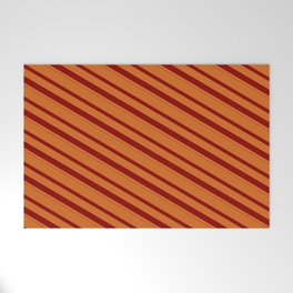 [ Thumbnail: Chocolate & Dark Red Colored Lines/Stripes Pattern Welcome Mat ]