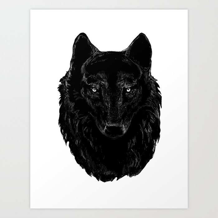 The Black Wolf Portrait Art Print