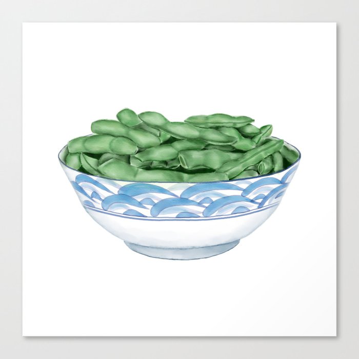 Boiled Green Soybeans | 盐水毛豆 Canvas Print