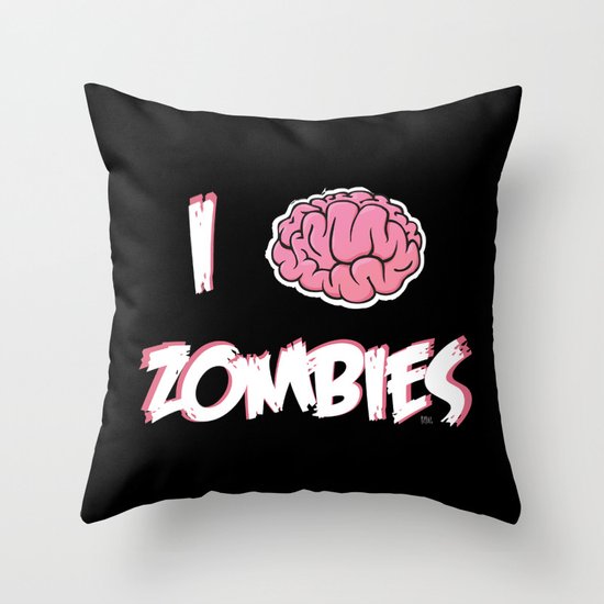 I Brain (Love) Zombies Throw Pillow