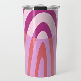 Sun Hugging Rainbow - deep coral pink purple Travel Mug