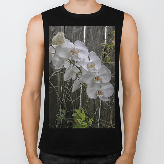 White Moth Orchid Biker Tank