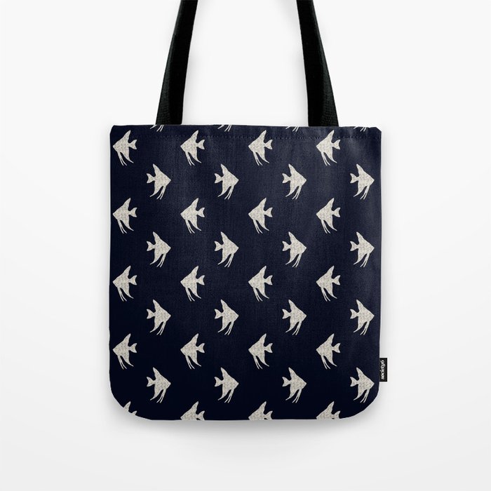 Navy blue maritime sea fish pattern Tote Bag