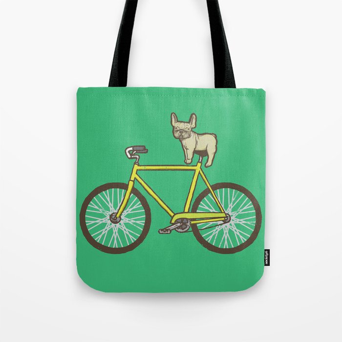 Frenchie on a Fixie Tote Bag