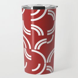 White curves on red background Travel Mug