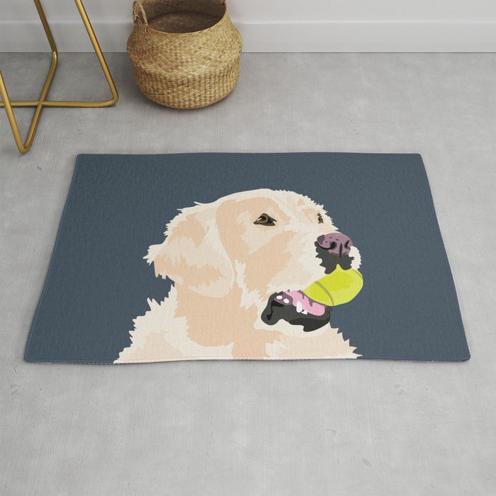 Golden Retriever With Tennis Ball Rug By Vieiragirl Society6