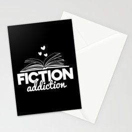 Fiction Addiction Bookworm Reading Quote Saying Book Design Stationery Card
