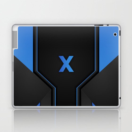 X Letter Personalized Gamer's Blue & Black Gradient Tech Sporty Design, Gaming Case for 13 Pro Max Laptop & iPad Skin