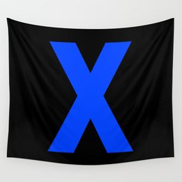 Letter X (Blue & Black) Wall Tapestry