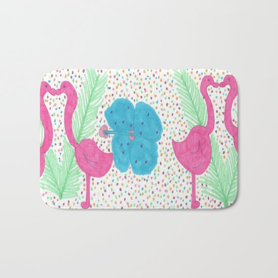 Flamingo Party Pattern Bath Mat