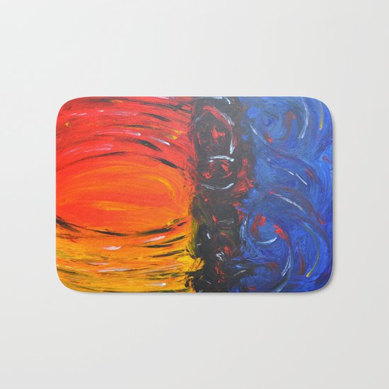 RED AND BLUE AND WARM AND COOL ABSTRACT Bath Mat
