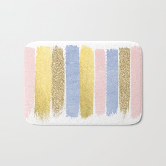 Pantone gold glitter modern minimal brushstrokes abstract art trendy palette girly pastel gifts Bath Mat