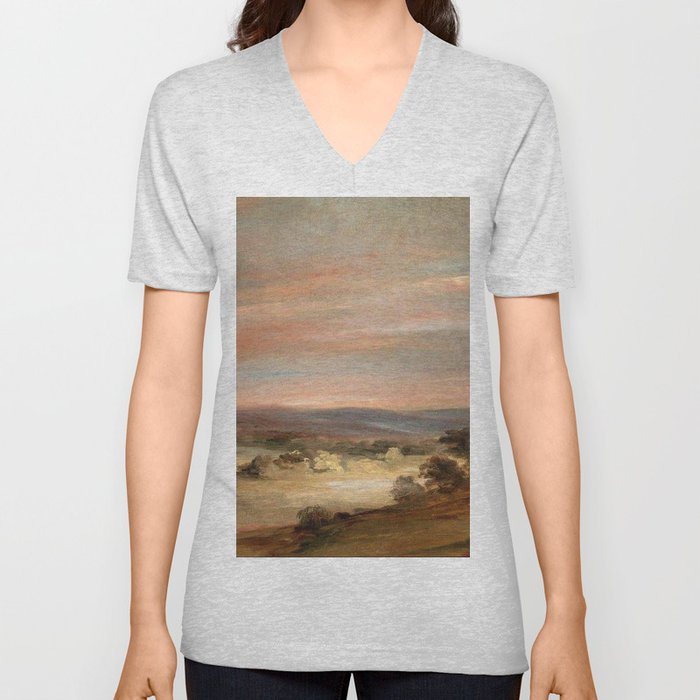 Landscape art by John Constable V Neck T Shirt