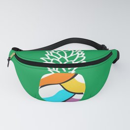 Abstract painting pineapple with green background Fanny Pack