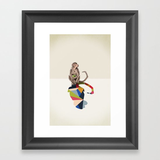 Walking Shadow, Monkey Framed Art Print
