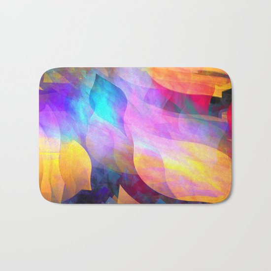 Colourful abstract with leaf shapes Bath Mat