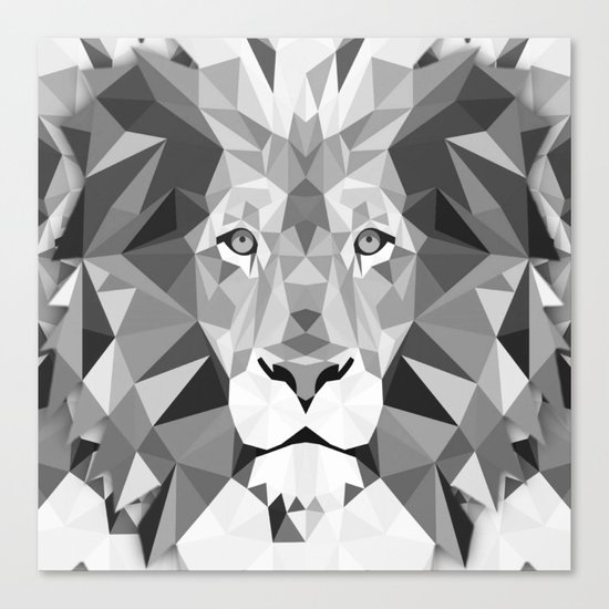 Large Silver Lion Head Canvas Print