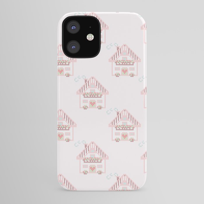 Cute Little House Cross Stitch Light Pink Iphone Case By Betty Sue Society6