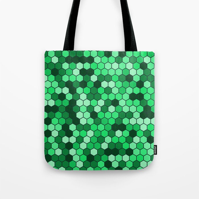 Lime Green & Black Color Hexagon Honeycomb Design Tote Bag