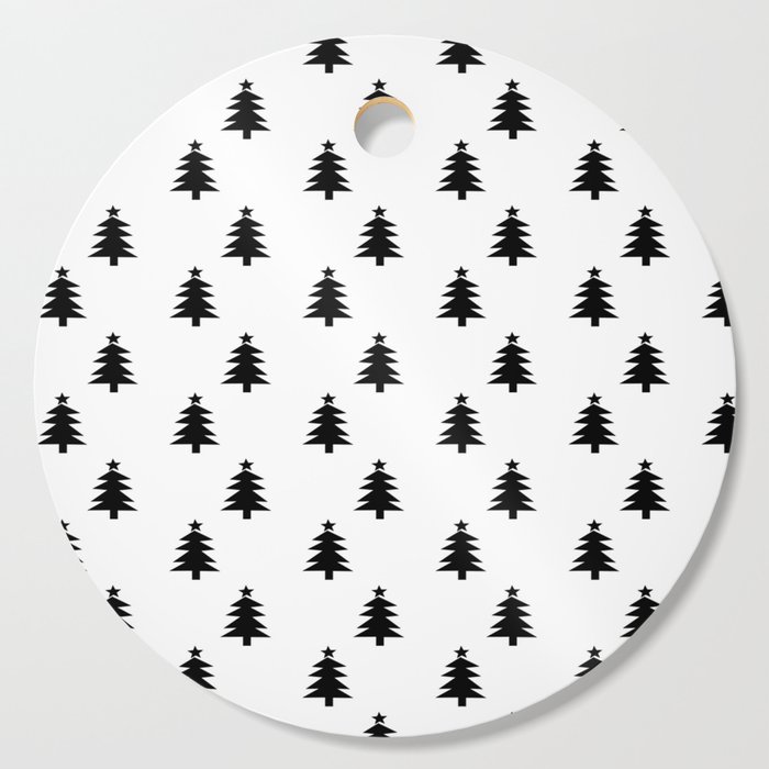 Black and White Christmas Trees Cutting Board