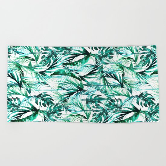 Green Tropical paradise Beach Towel
