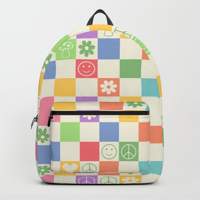 Happy Checkered pattern bright Backpack