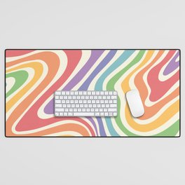 Colorful Rainbow Warp Swirl Lines I Desk Mat