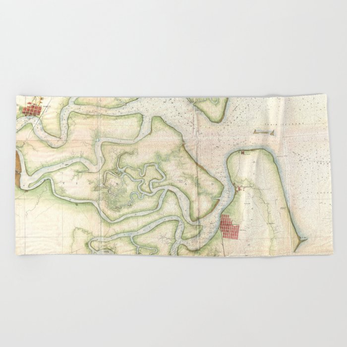 Vintage Map of The St Marys River FL/GA (1857) Beach Towel by