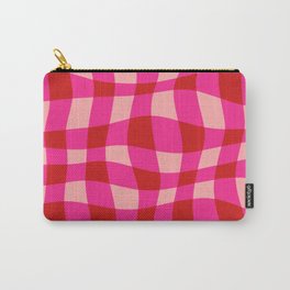 Warped Checkered Gingham Pattern (pink/red) Carry-All Pouch
