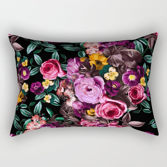 Watercolors Floral Pattern Rectangular Pillow