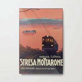 Stresa-Mottarone Vintage Travel Poster Metal Print | Travel, Maggiore, Elettrica, Lac, Mottarone, Vintage, Tramway, Lago, Graphicdesign, Lake 