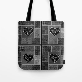 4 Square Hearts Pattern (black) Tote Bag