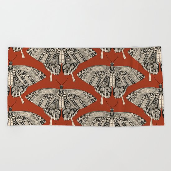swallowtail butterfly terracotta black Beach Towel
