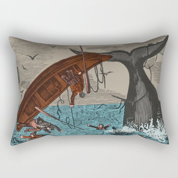Whalers  Vintage Ocean Art Rectangular Pillow