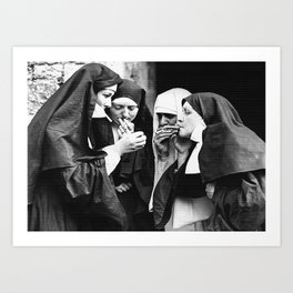 Nuns Smoking  Art Print