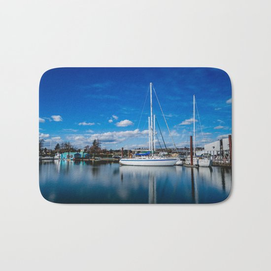 Columbia River Boat Reflection Bath Mat