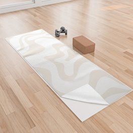 Liquid Swirl Abstract Pattern in Pale Beige and White Yoga Towel