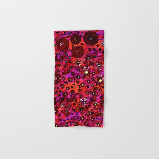 Red Small Flowers Hand & Bath Towel