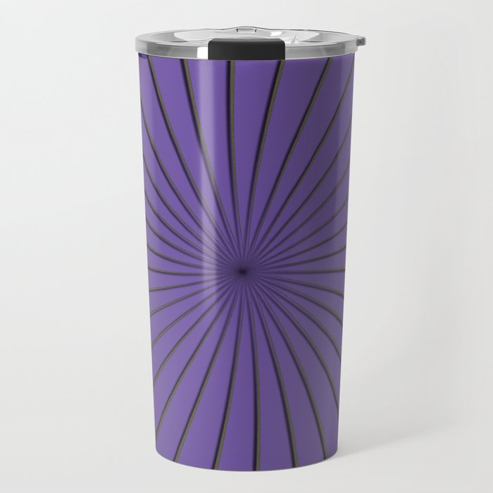 3D Purple and Gray Thin Striped Circle Pinwheel Digital Graphic Design Travel Mug
