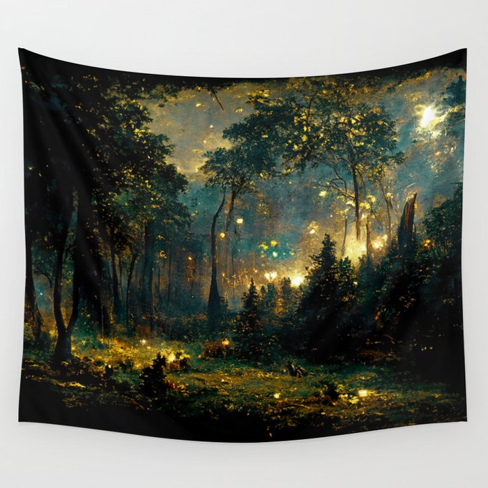Walking through the fairy forest Wall Tapestry