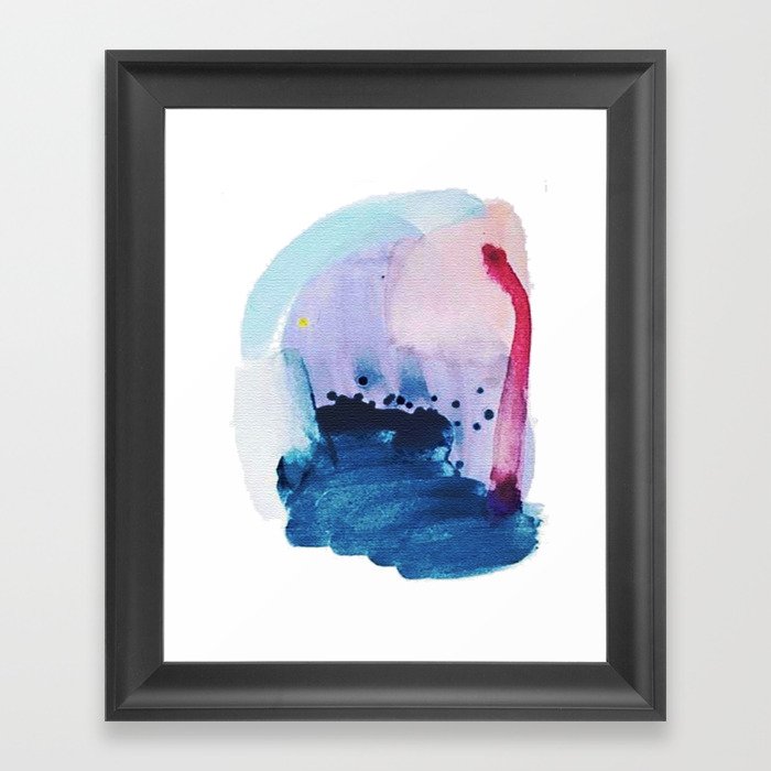 PYT: a minimal abstract mixed media piece on canvas in blues, pink, purple, and white Framed Art Print