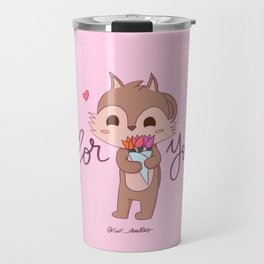 Get well soon | Flowers for you | Cute cartoon squirrel Travel Mug