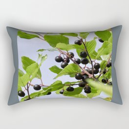Dark Berries with bright green leaves Rectangular Pillow