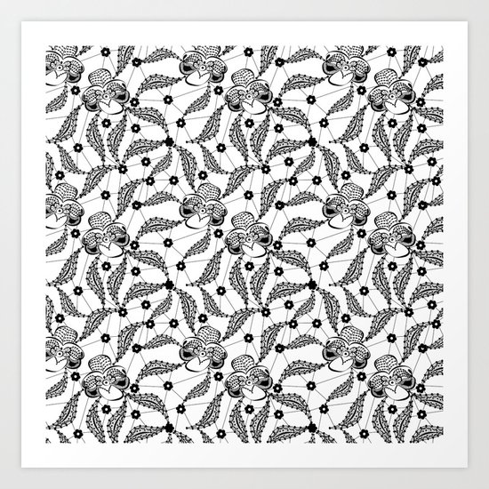 Black vintage lace . Art Print