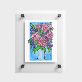 Bright Pink Rose Bouquet Floating Acrylic Print