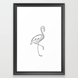 Flamingo bird one line drawing. Minimalist line art Framed Art Print
