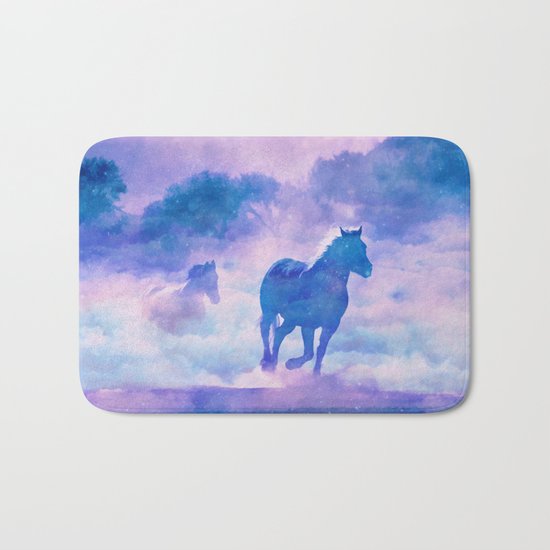 Horses run Bath Mat