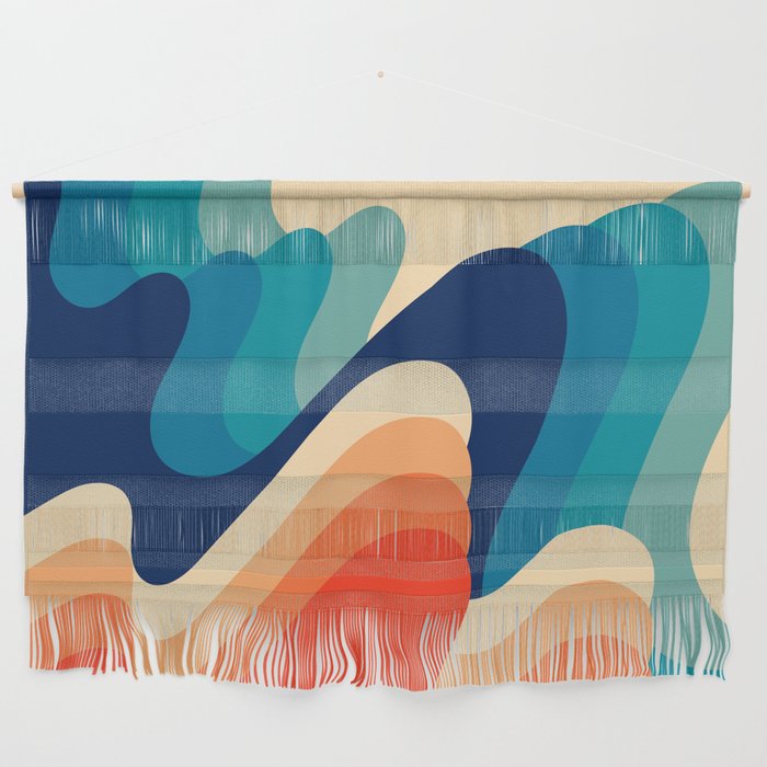 Retro 70s and 80s Abstract Art Mid-Century Waves  Wall Hanging